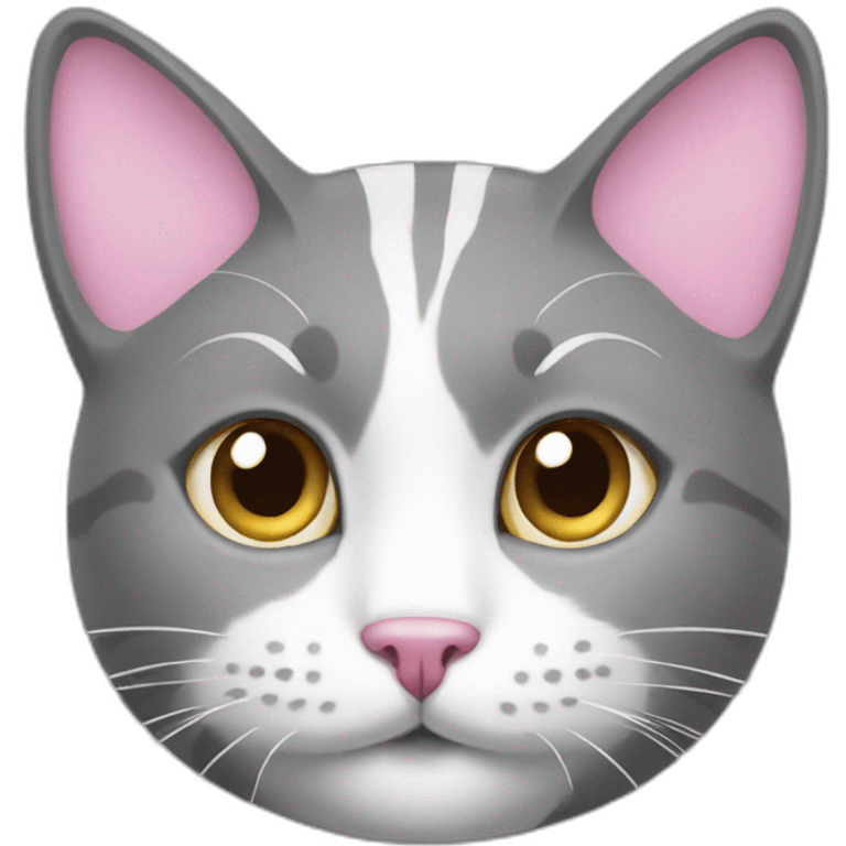 grey and white cat with pink nose emoji