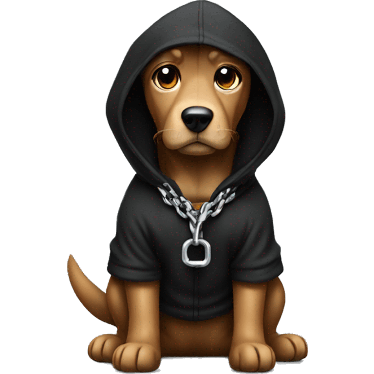 Dog with a chain and black hoodie emoji