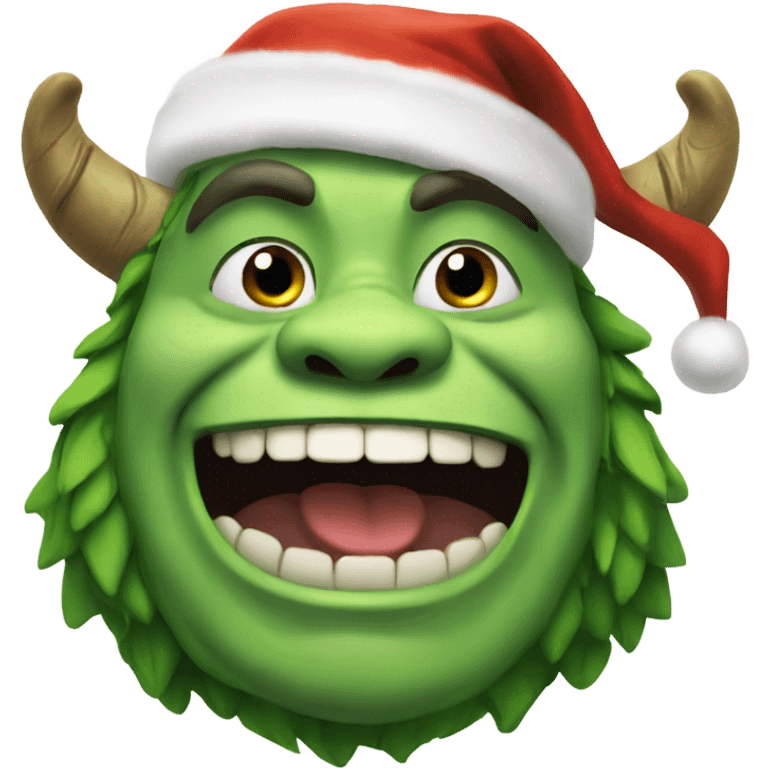 A green ogre celebrating Christmas  emoji