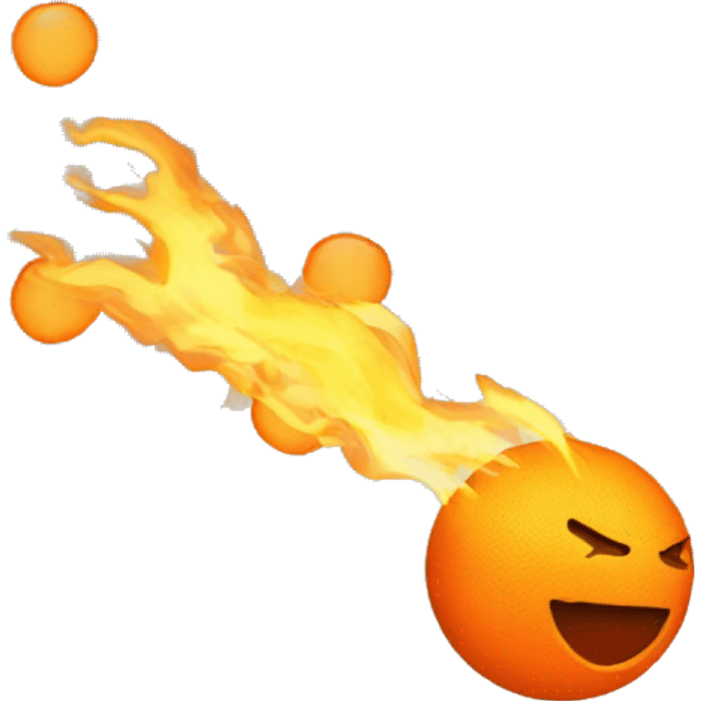 orange ball on fire flying through the air emoji