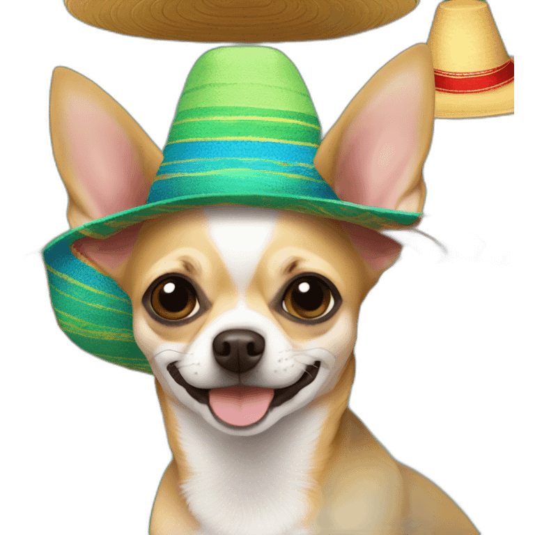 Chihuahua in Mexican hat adios emoji