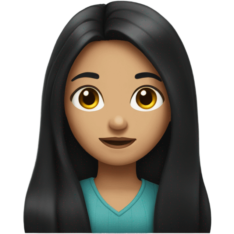 Black hair long girl emoji