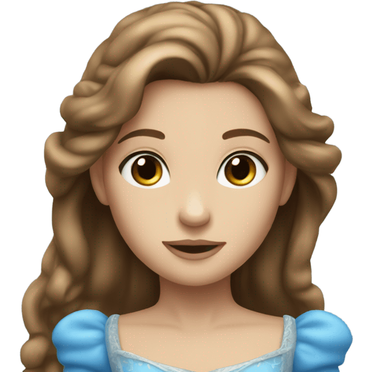 Princess with long brown highlighted hair and blue eyes emoji