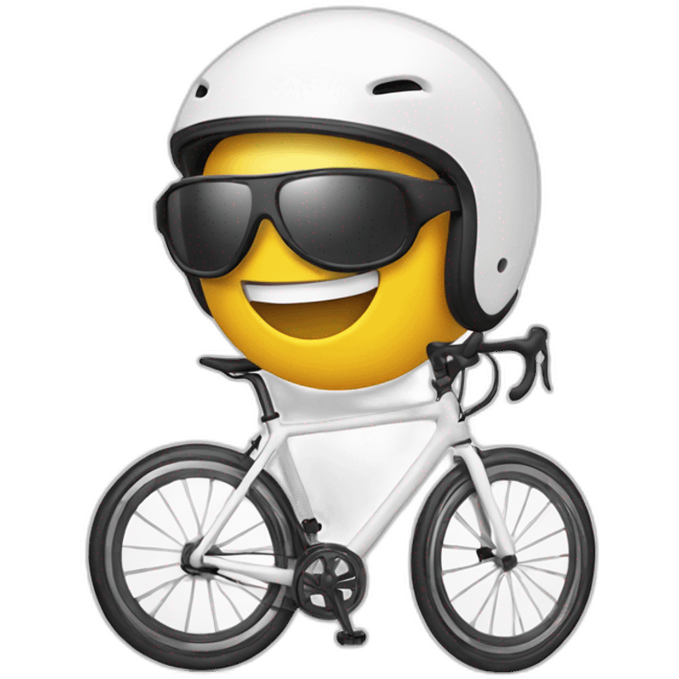 Grinning emoji with white cycling helmet and sports shades emoji