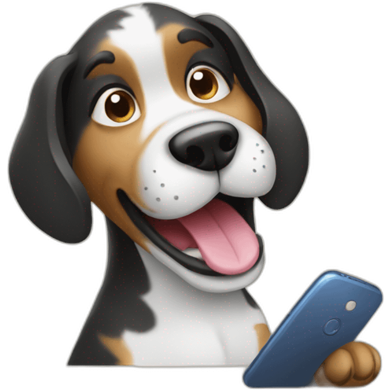 Dog calling on phone emoji