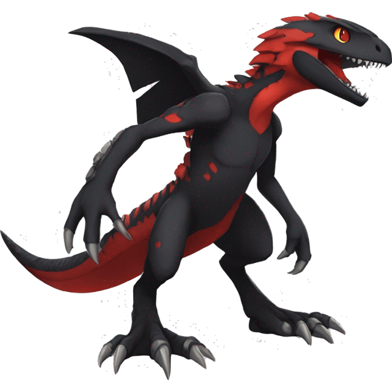  Cool Edgy Black Red Digimon-Fakemon-Raptor-Reptile full body emoji