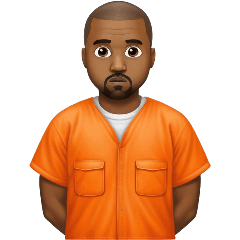 kanye west as a prison inmate with an orange overall without a cell emoji