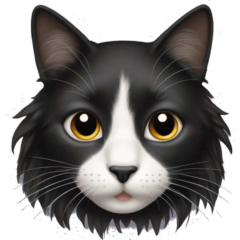 black cat domestic long-haired with white spot on the mouth emoji