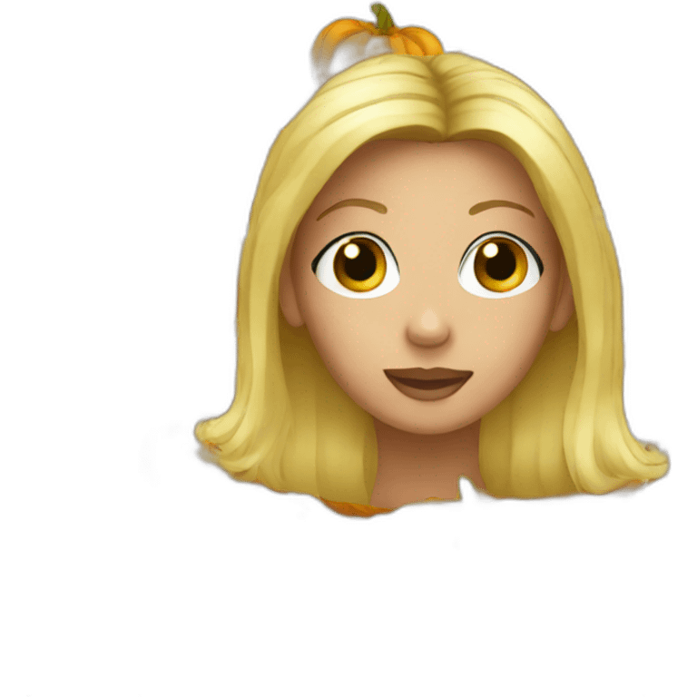 pumpkin with blonde hair emoji