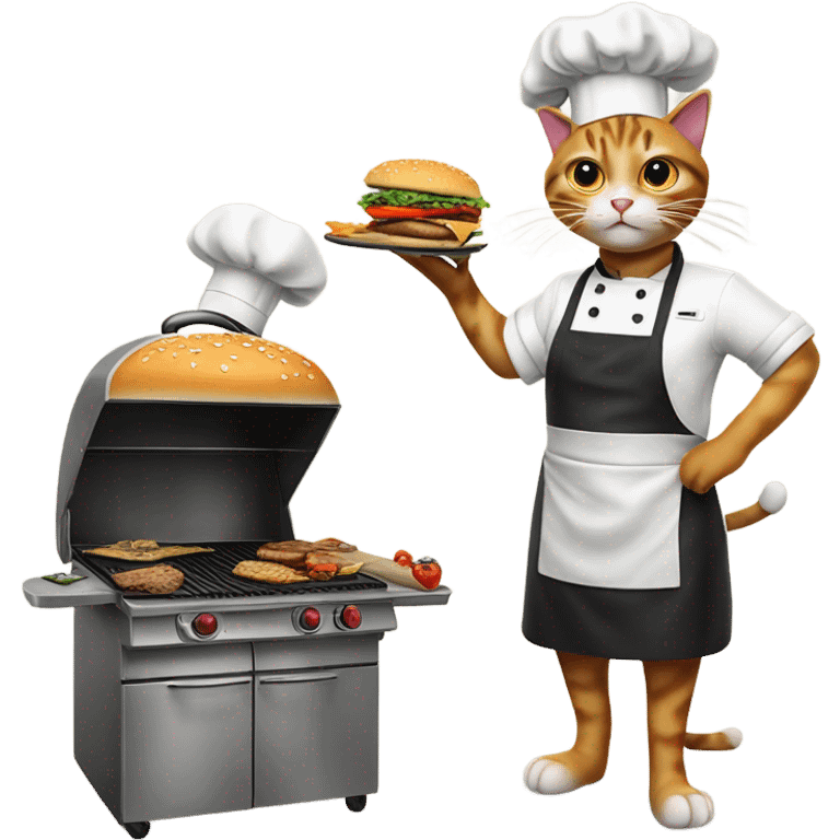 cat cooking burger emoji