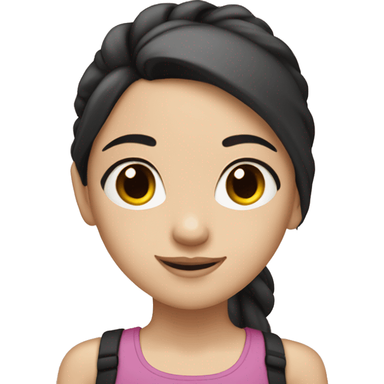 girl with brown eyes and pale skin has black hair in a ponytail emoji