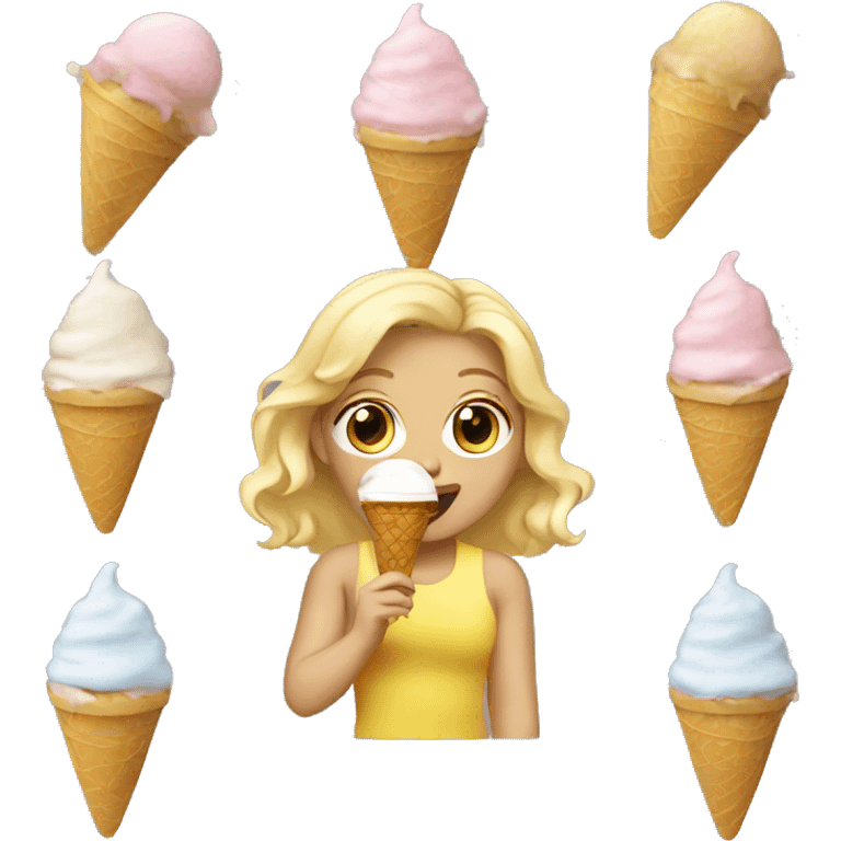 Blonde girl eating ice cream emoji