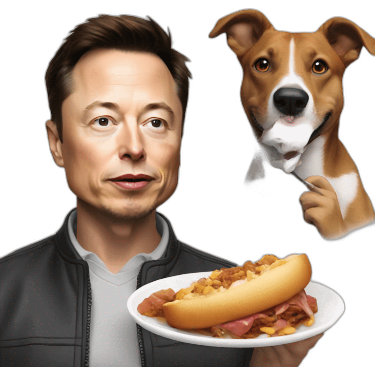 Elon musk eating a dog emoji