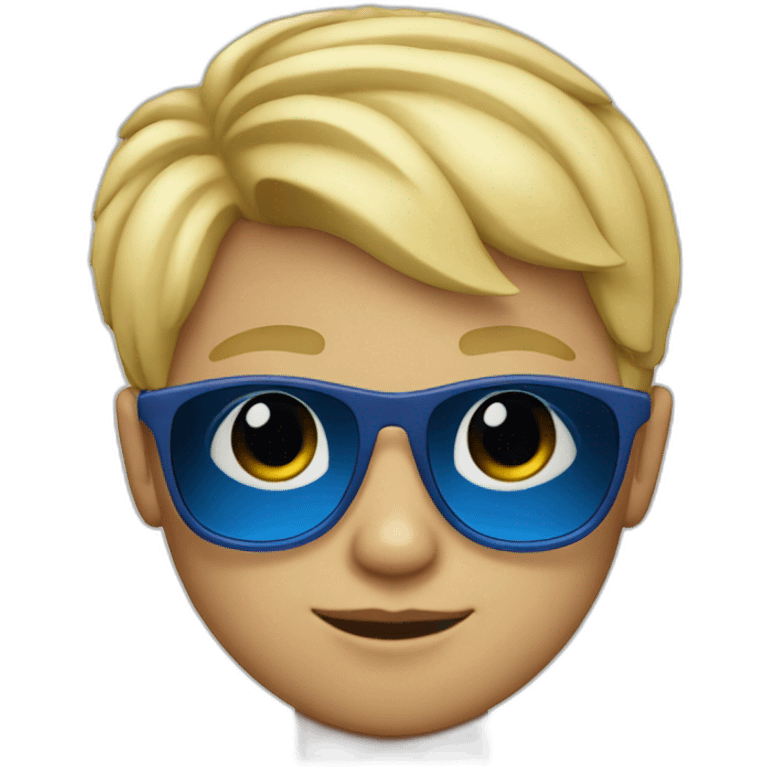 Little boy with blonde hair with blue sunglasses emoji