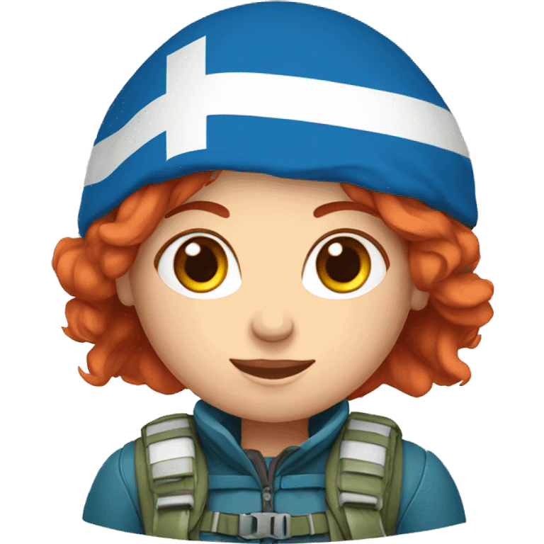 a red hair female on everest with greek flag emoji