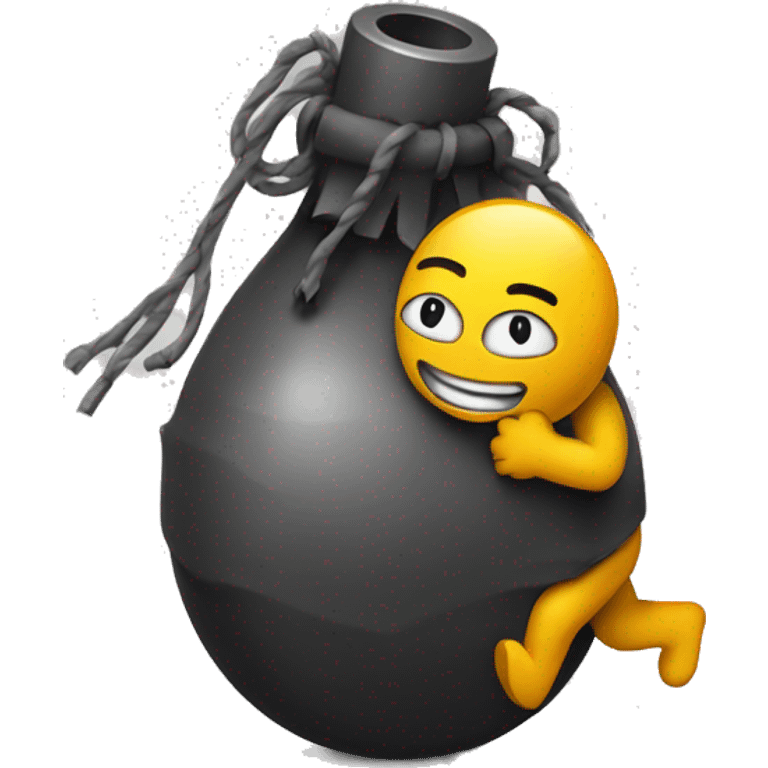 happy emoji hugging a bomb emoji