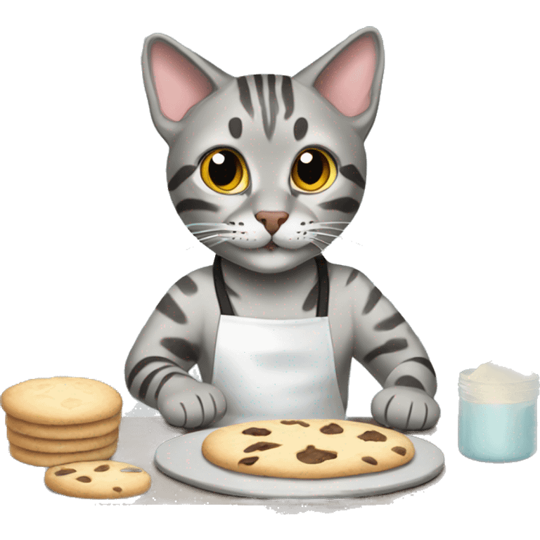 grey bengal cat baking cookies emoji