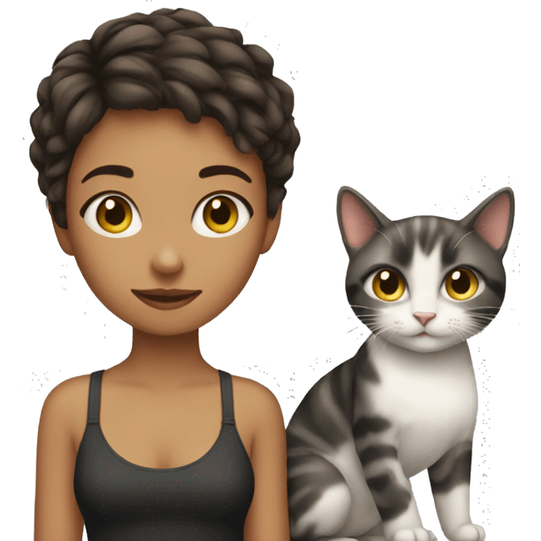 girl short hair with a cat emoji