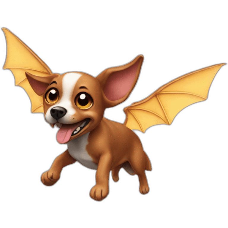 flying dog with bat wings on steak of ears emoji