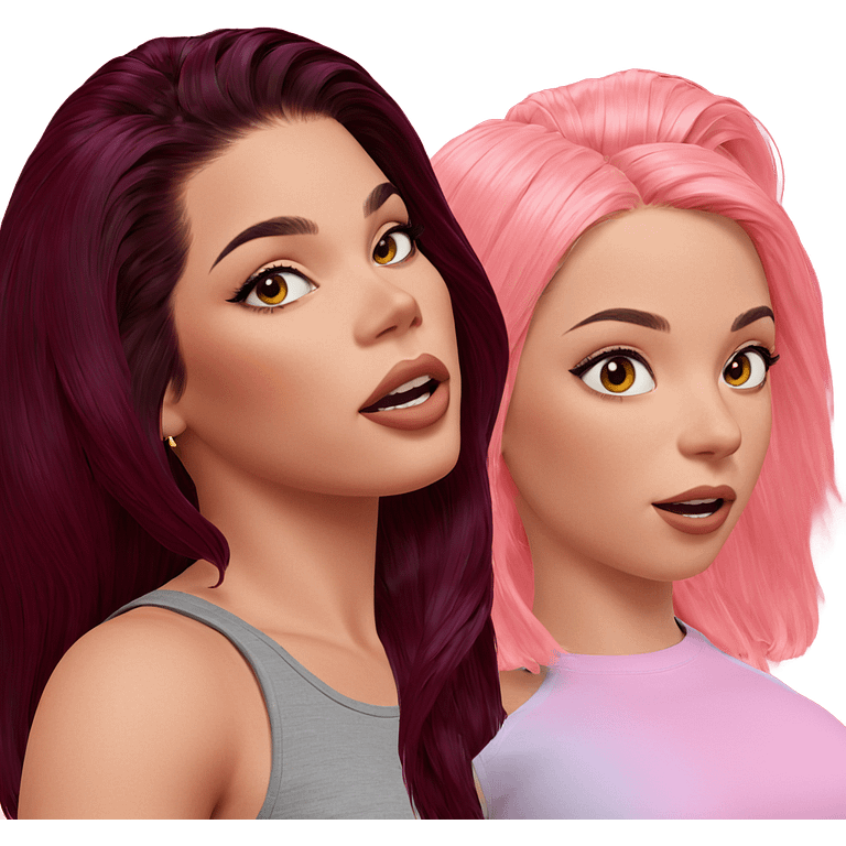 two girls with vibrant hair emoji