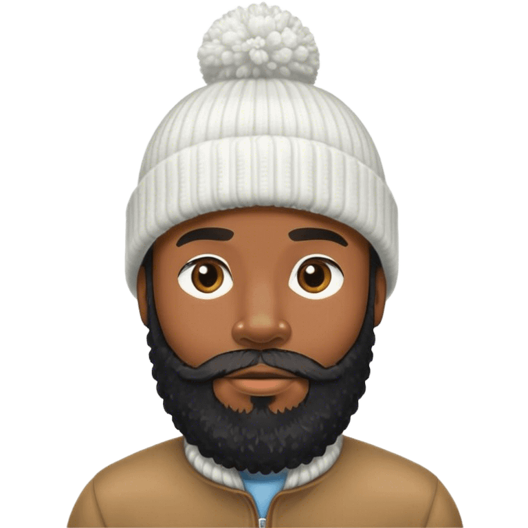 Black hair bearded man in bobble hat  emoji