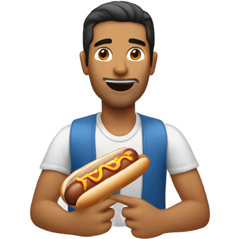 Latino man eating a bland hot dog emoji