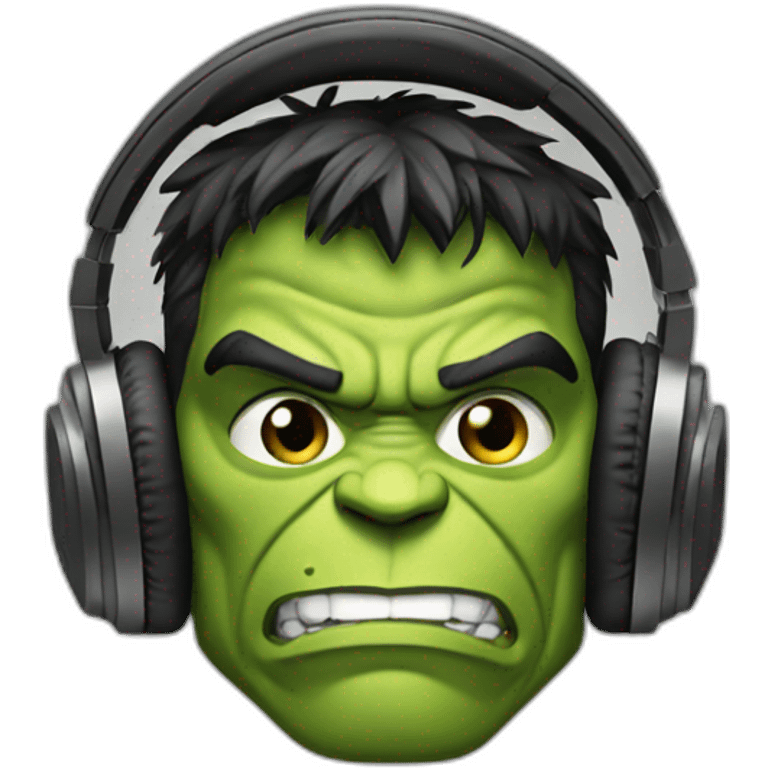 The hulk with headphones emoji