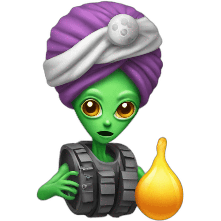 alien with turban holding bomb emoji