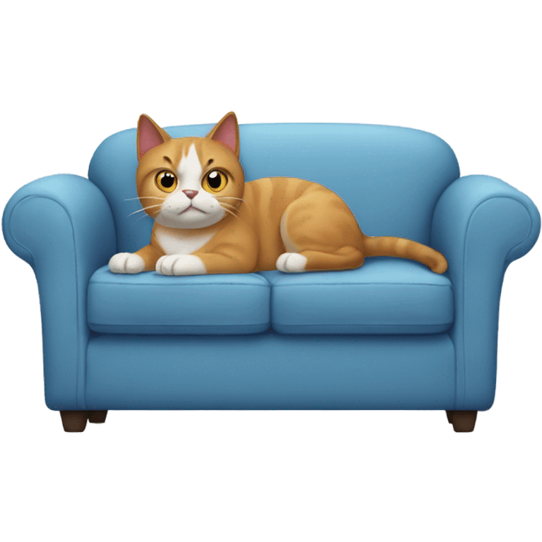 Cat looking at dog annoyed sitting on the couch emoji