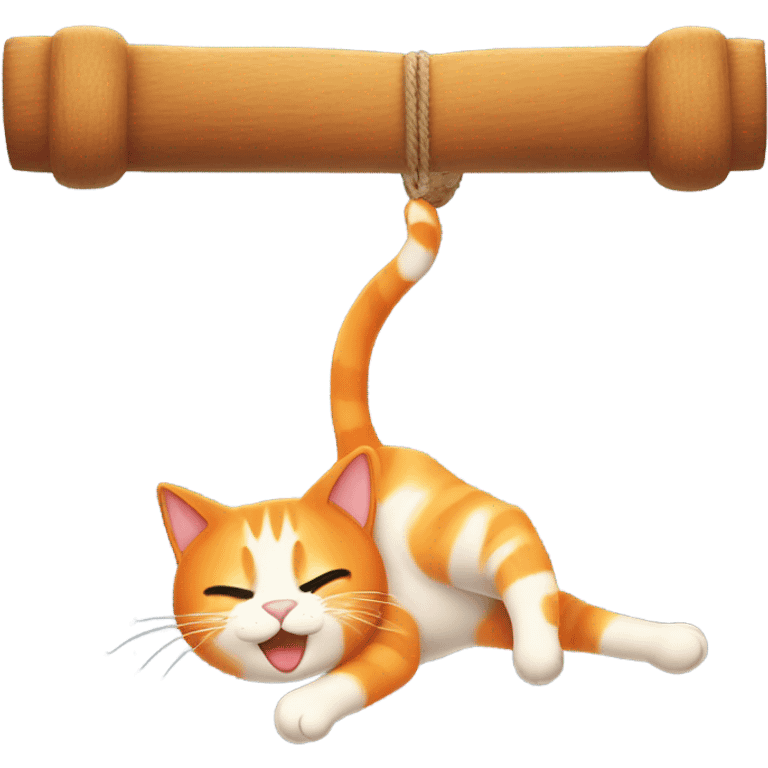 Orange cat hanging upside down emoji