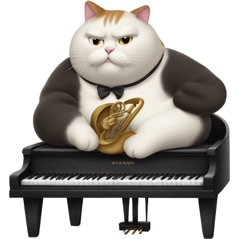 Incredibly fat cat, playing the piano emoji