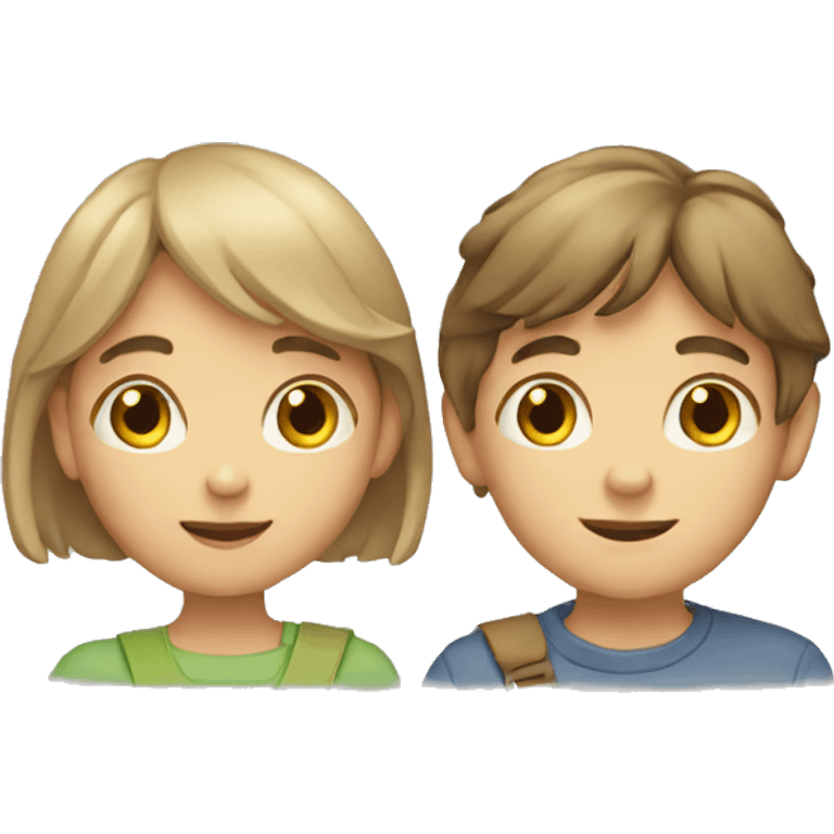 boy and girl holding and  emoji