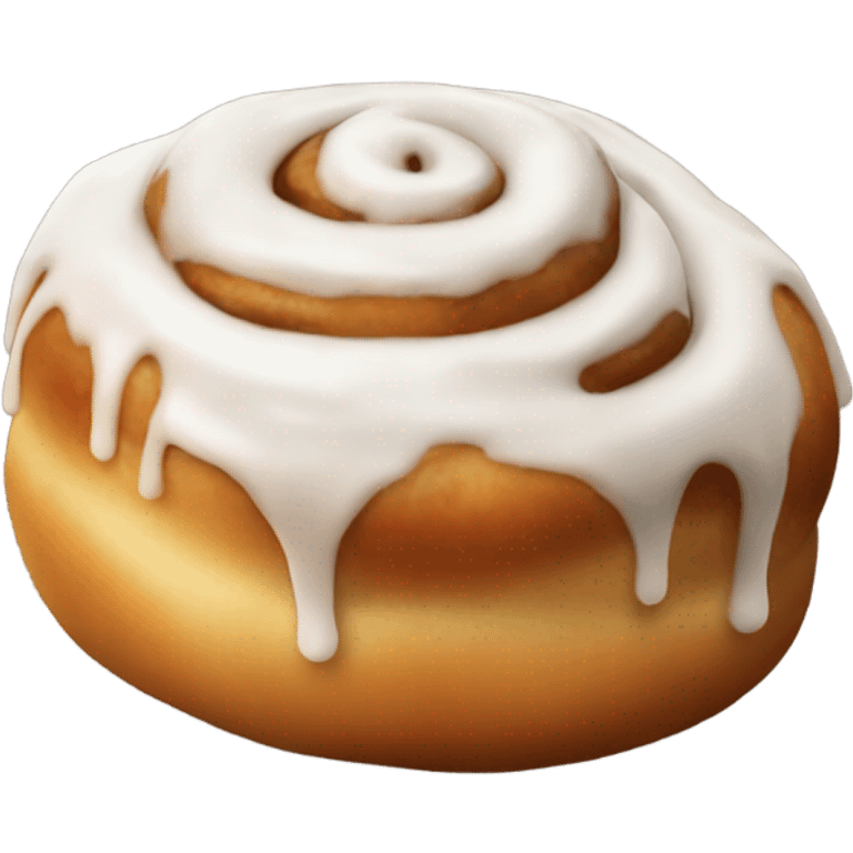 one cinnamon bun with icing on top emoji