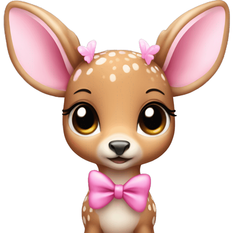 baby deer with fairy wings and a pink bow around its neck  emoji