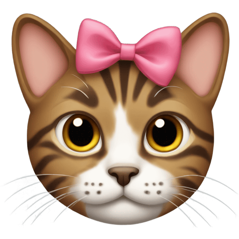 Brown tabby cat with a bow on its head emoji