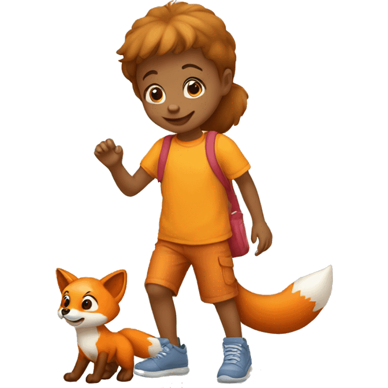 kids playing with little fox emoji