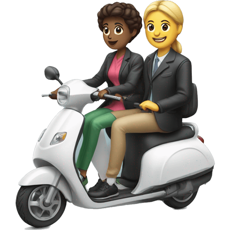 man and woman sitting on an e scooter emoji