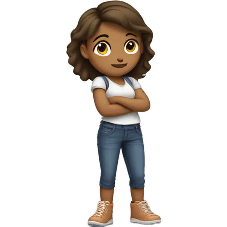 girl with arms crossed hip dropped and leg bent out emoji