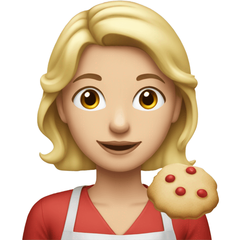 Along blonde haired girl baking Christmas cookies emoji