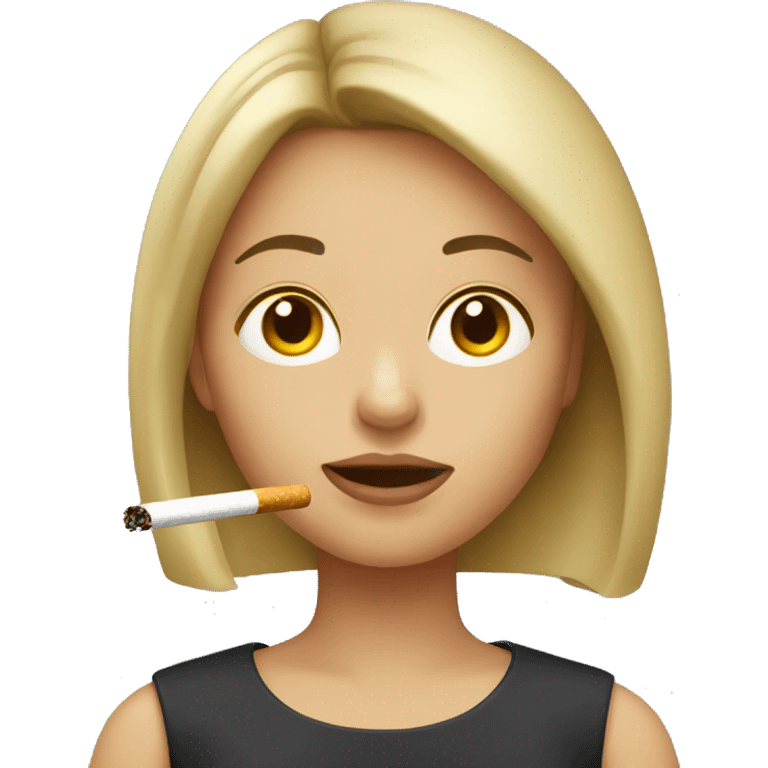 girl with dark blonde hair smoking a cigarette emoji