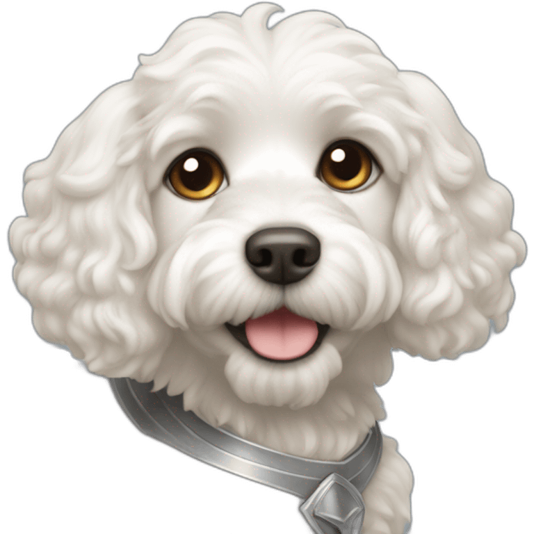 White Cavapoo knight emoji