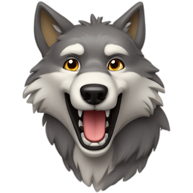 a anthropomorphic wolf saying hello emoji