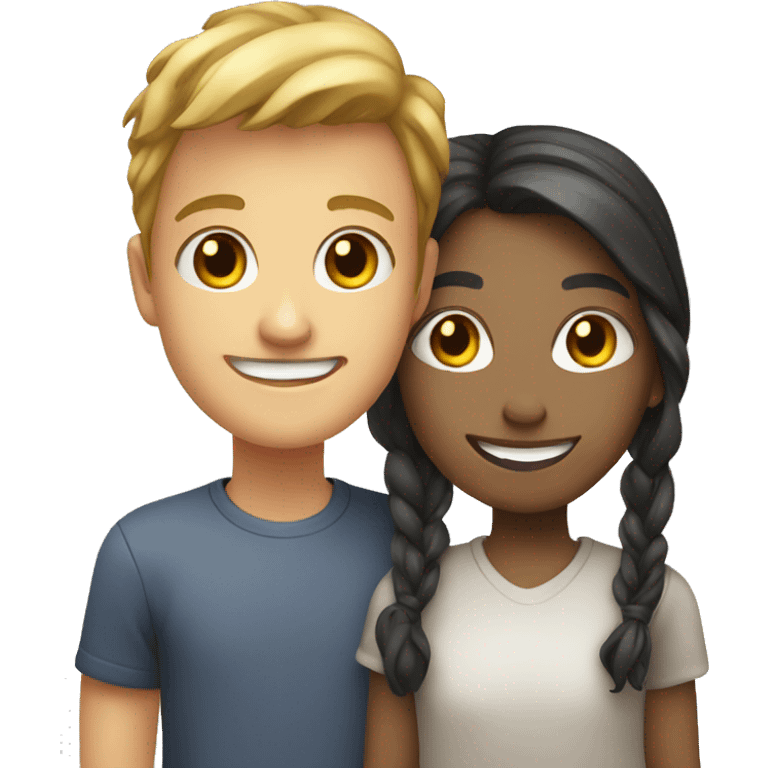 smiling girl and boy selfie emoji