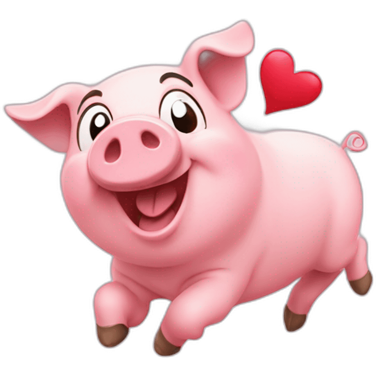 Happy pig and flying hearts emoji