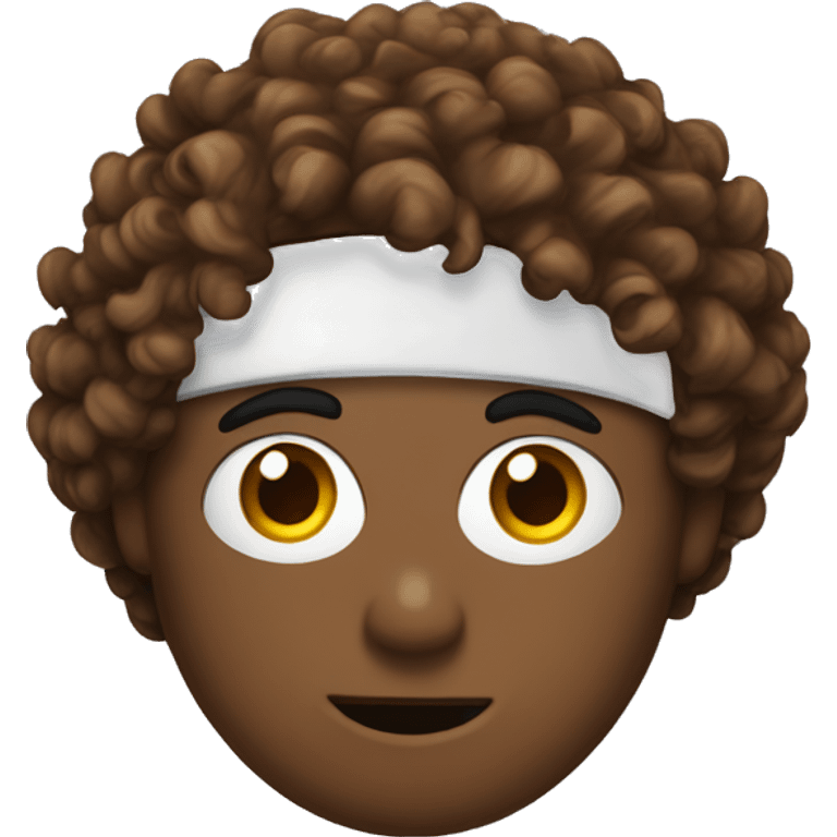 brown and white curly with one brown eye patch and one white eye patch  emoji