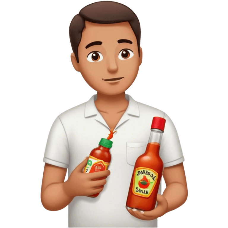 guy eyes closed holding hot sauce and salt emoji