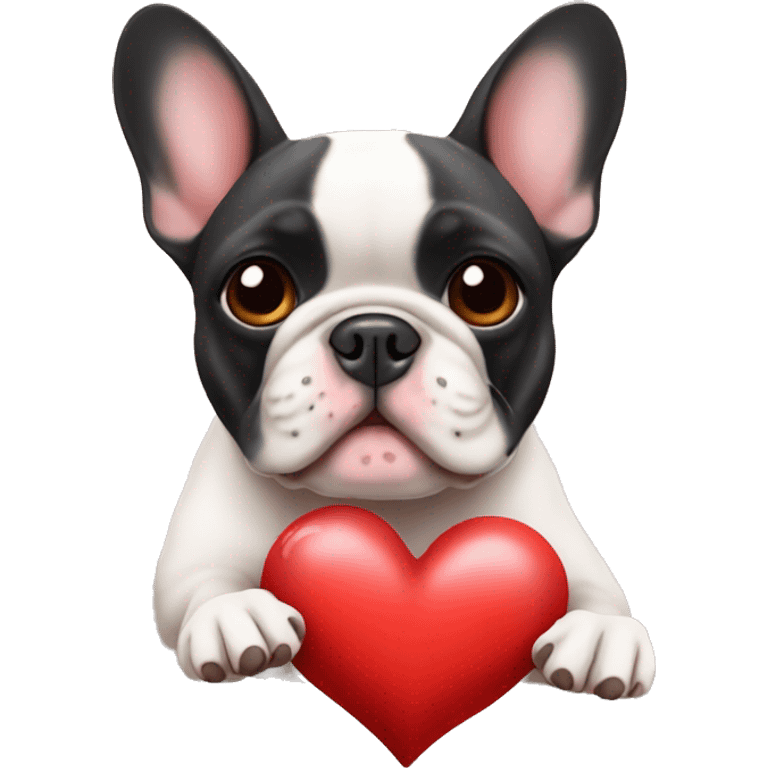 French bulldog with heart emoji