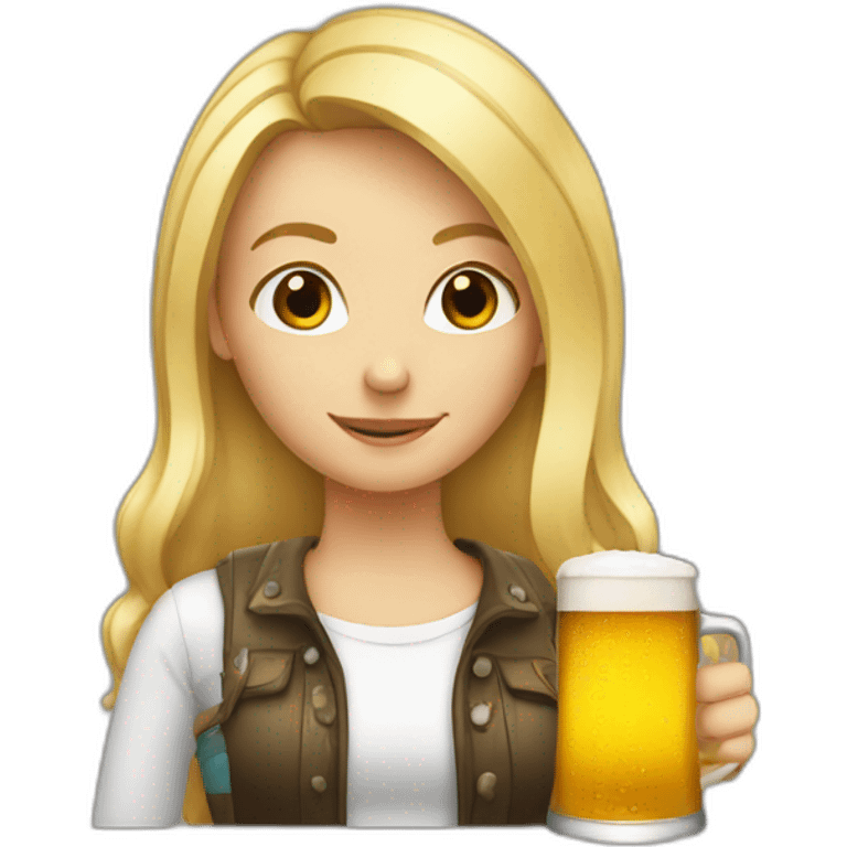 Blond girl holding beer emoji