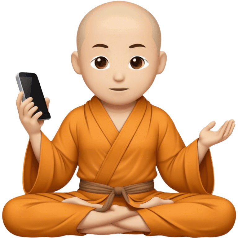 a mobile Phone covered in a monk robe in yoga position emoji