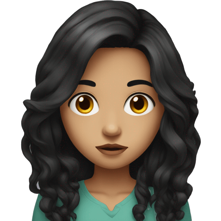 Have a long black hair  girl with intense gaze emoji